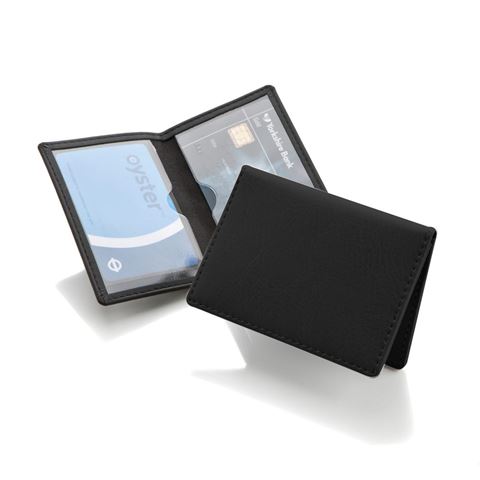 Picture of Black Credit or Travel Card Case in Belluno vegan leather look PU. 