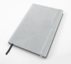 Picture of A5 Casebound Notebook with Elastic Strap in textured Saffiano in 4 metallic colours. 