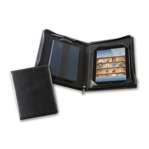 Picture of Black Belluno Deluxe Zipped iPad Case with Notebook Holder