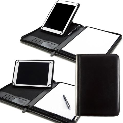Picture of Sandringham Nappa Leather A4 Zipped Adjustable Tablet Holder with a Multi Position Tablet Stand