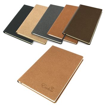 Picture of Palma Natural Recycled Leather A5 Casebound Notebook in 5 Colours