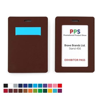 Picture of Portrait ID Card Holder, with a Card slot to the rear. in Belluno, a vegan coloured leatherette with a subtle grain.