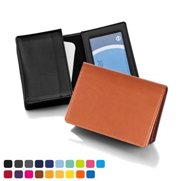 Picture of Deluxe Business Card Dispenser with Framed Window Pocket, choose from of 19 contemporary colours, in Soft Touch Vegan Torino PU.