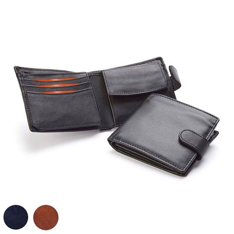 Picture of  Accent Sandringham Nappa Leather Deluxe Billfold Wallet, with accent stitching in a  choice of black, navy or brown.