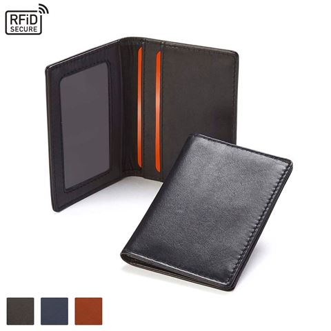 Picture of  Accent Sandringham Nappa Leather Luxury Leather Card Case with RFID Protection, with accent stitching in a  choice of black, navy or brown.