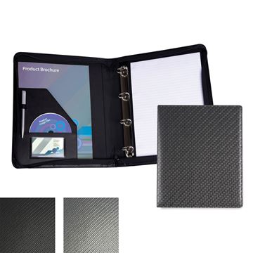 Picture of Carbon Fibre Textured PU Zipped A4 Ring Binder.