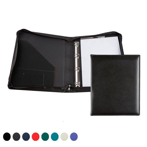 Picture of ELeather  recycled A4 Ring Zipped Binder with co ordinating Leather Interior Pockets
