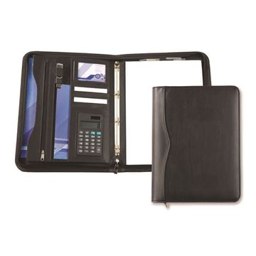 Picture of Black Houghton A4 Deluxe Zipped Ring Binder With Calculator
