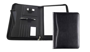 Picture of Black Balmoral Leather A4 Deluxe Zipped Conference Folder With Tablet Pocket