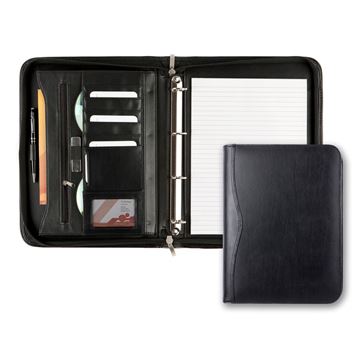 Picture of Black Balmoral Leather A4 Deluxe Zipped Ring Binder