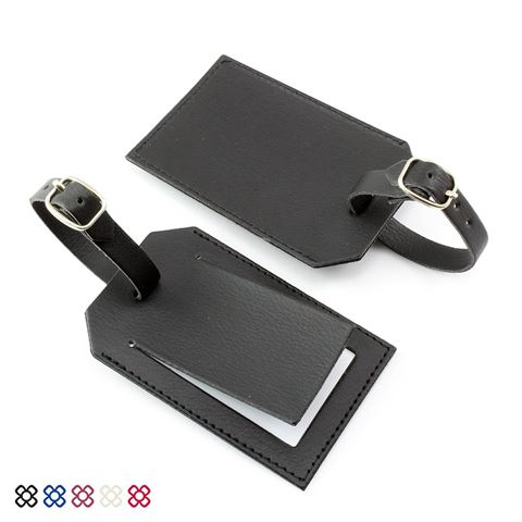 Picture of Rectangle Luggage Tag with Security Flap, finished in COMO a quality recycled vegan material.
