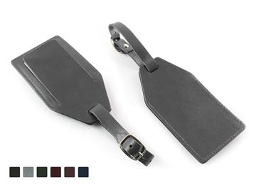 Picture of Leather Rectangular Luggage Tag with security flap, made in the UK in a choice of 5 colours.