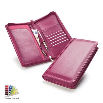 Picture of Pantone Matched Sandringham Leather Zipped Travel Wallet