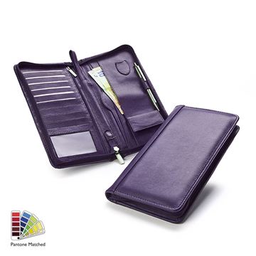 Picture of Pantone Matched Sandringham Leather Deluxe Zipped Travel Wallet