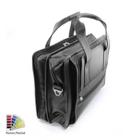 Picture of Pantone Matched Sandringham Leather Carry on Flight Bag in black.