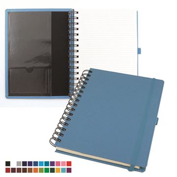 Picture of Deluxe A5 Wiro Notebook with Elastic Strap & Pen Loop in Belluno vegan leather look PU.