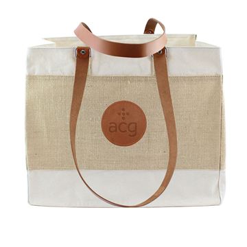 Picture of Deluxe Jute & Cotton Tote Bag with Chelsea Leather Handles