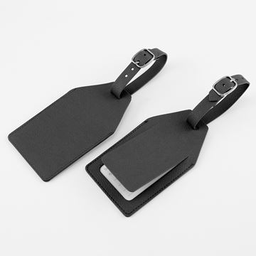 Picture of Angled Luggage Tag with security flap in Belluno, a vegan coloured leatherette with a subtle grain.