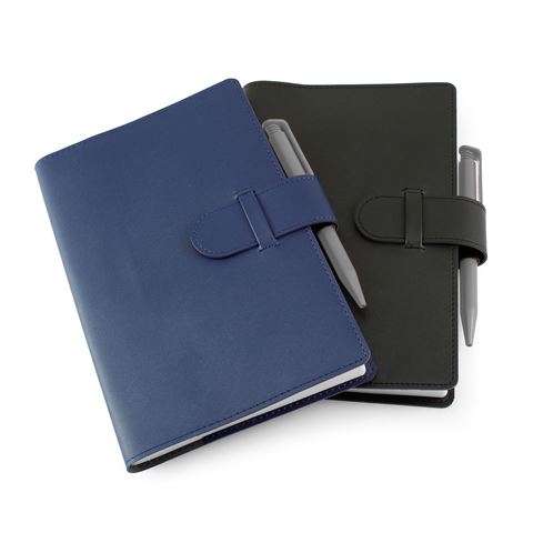 Picture of Book Jacket with Strap in Black Porto with replaceable lined inner book.