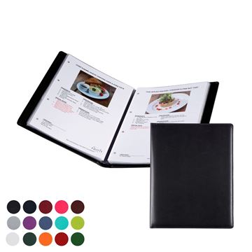 Picture of  A4 Information, Wine List or Menu Holder to show 8 sides of information. in Belluno, a vegan coloured leatherette with a subtle grain.